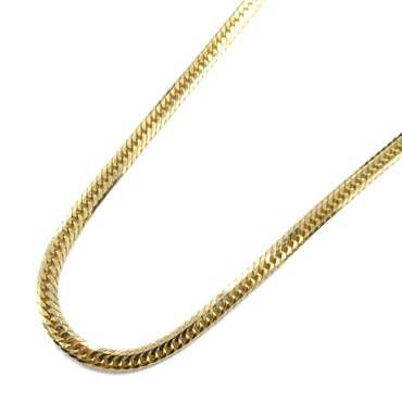 Triple 8 side flat link curb chain Necklace 50cm 20.5g 18KYG Yellow Gold unisex