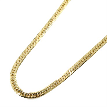 Triple 8 side flat link curb chain Necklace 40cm 20.2g 18KYG Yellow Gold unisex