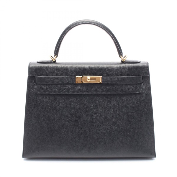HERMES Kelly 32 Hand shoulder bag Inside stitched A Epsom leather Black Used GHW