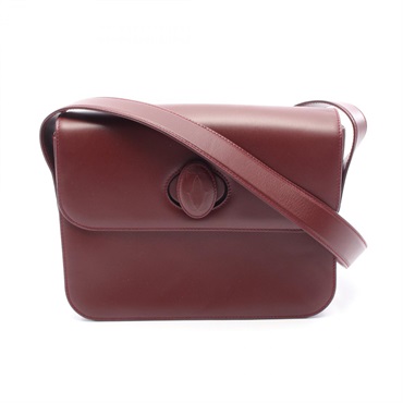 CARTIER Must Line Crossbody Shoulder Bag leather Bordeaux Used Women