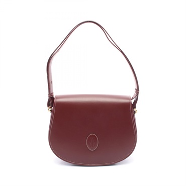 CARTIER Must Line Shoulder crossbody Bag leather Bordeaux Used Women