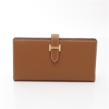 HERMES Bearn Soufflet Bifold purse long wallet B Epsom leather Gold Used GHW