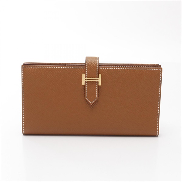 HERMES Bearn Soufflet Bifold purse long wallet B Epsom leather Gold Used GHW