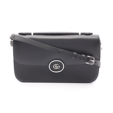 GUCCI Petite GG Shoulder Bag 739721 leather Black Used Women