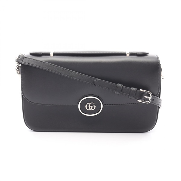 GUCCI Petite GG Shoulder Bag 739721 leather Black Used Women