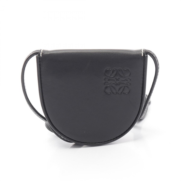 LOEWE Heel pouch small coin purse leather Black Used Women