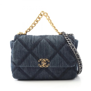 CHANEL 19 dix-neuf Matelasse Chain Shoulder Bag AS1161 denim Navy Used Women CC