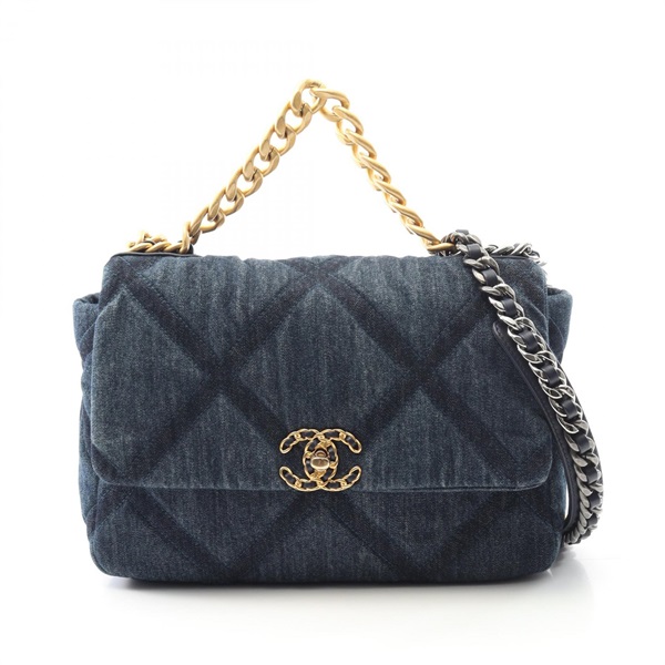 CHANEL 19 dix-neuf Matelasse Chain Shoulder Bag AS1161 denim Navy Used Women CC