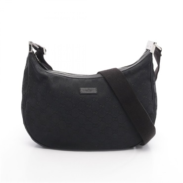 GUCCI GG canvas Shoulder Bag 122790 canvas leather Black Used Women