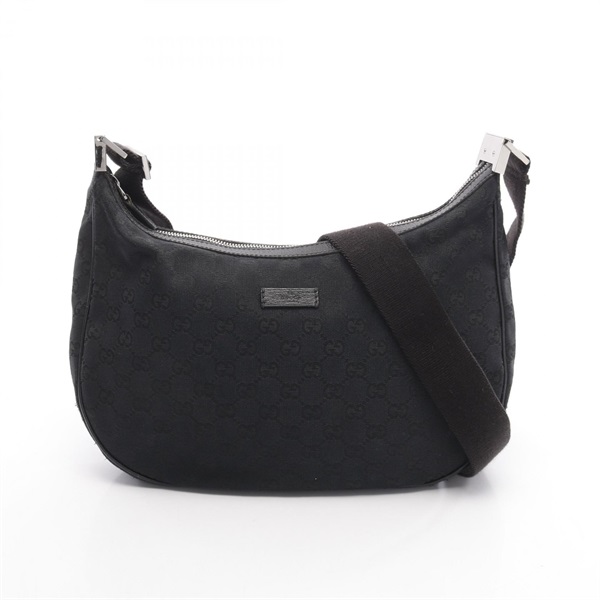 GUCCI GG canvas Shoulder Bag 122790 canvas leather Black Used Women