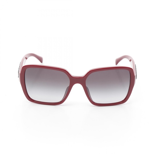 CHANEL Square shape eyewear sunglasses 5408-A Plastic Red Used Women COCO CC