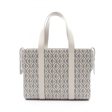 Christian Dior CD Diamond corolle Tote Handbag canvas leather Gray Used Women