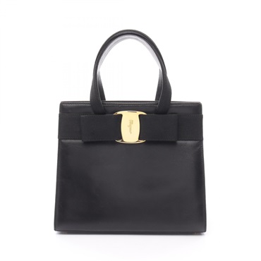 Salvatore Ferragamo Vara ribbon Handbag 21 4178 leather Black Used Women GHW