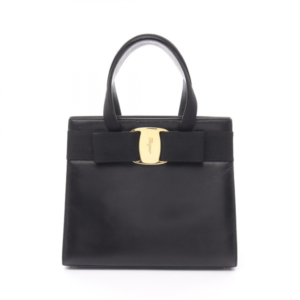 Salvatore Ferragamo Vara ribbon Handbag 21 4178 leather Black Used Women GHW
