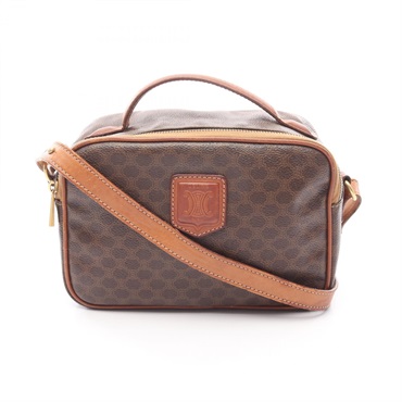 CELINE Macadam Hand shoulder crossbody bag canvas leather Brown Used Women