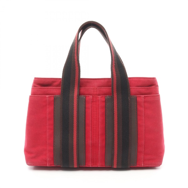HERMES Troca Horizontal PM Tote Bag canvas leather Pink Multicolor Used SHW