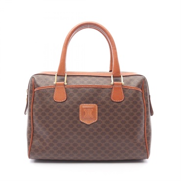CELINE Macadam Handbag canvas leather Brown Used Women