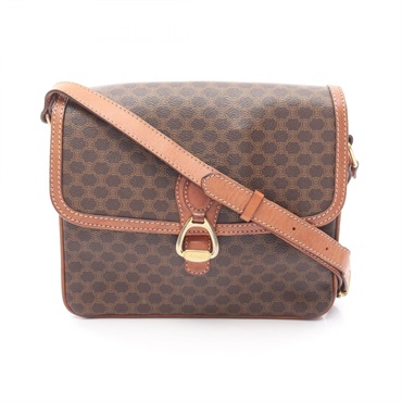 CELINE Macadam Shoulder crossbody Bag canvas leather Brown Used