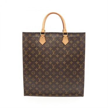 LOUIS VUITTON Sac Plat Tote Bag M51140 Monogram Canvas Leather  Brown Used Women