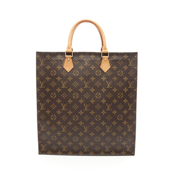 LOUIS VUITTON Sac Plat Tote Bag M51140 Monogram Canvas Leather  Brown Used Women
