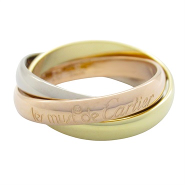 CARTIER Trinity Ring 18KYG 18KWG 18KRG Three gold Used unisex US size 5.5 #50
