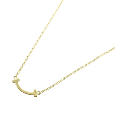 TIFFANY＆CO T Smile Mini Necklace Pendant 18KYG Yellow Gold Used unisex