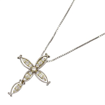 JEWELRY Diamond Necklace cross Pendant 18KYG Yellow Gold 18KWG Used women