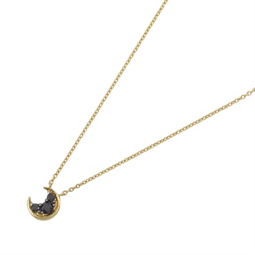 STAR JEWELRY Moon Necklace Black Diamond pendant 18KYG Gold Used women 40-43㎝