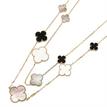 Van Cleef & Arpels Magic Alhambra Grey Shell Necklace 18KYG Gold Used women MOP