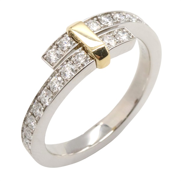 TIFFANY＆CO Edge Bypass Diamond Ring Pt950 Platinum 18KYG Used US size 5.75