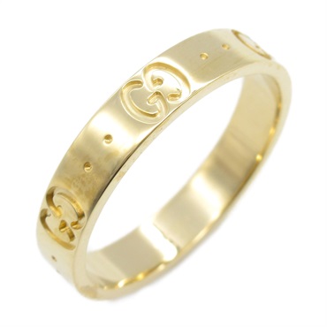 GUCCI Logo Ring 18KYG Yellow Gold Used unisex US size 7