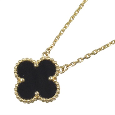 Van Cleef & Arpels Vintage Alhambra Necklace Onyx 18KYG Yellow Gold Used women