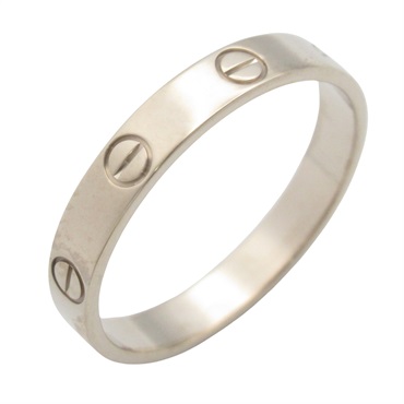 CARTIER Mini Love Ring 18KWG White Gold Used unisex US size 9.5 #61
