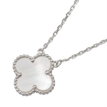 Van Cleef & Arpels Vintage Alhambra Necklace 18KWG Gold Mother of pearl White