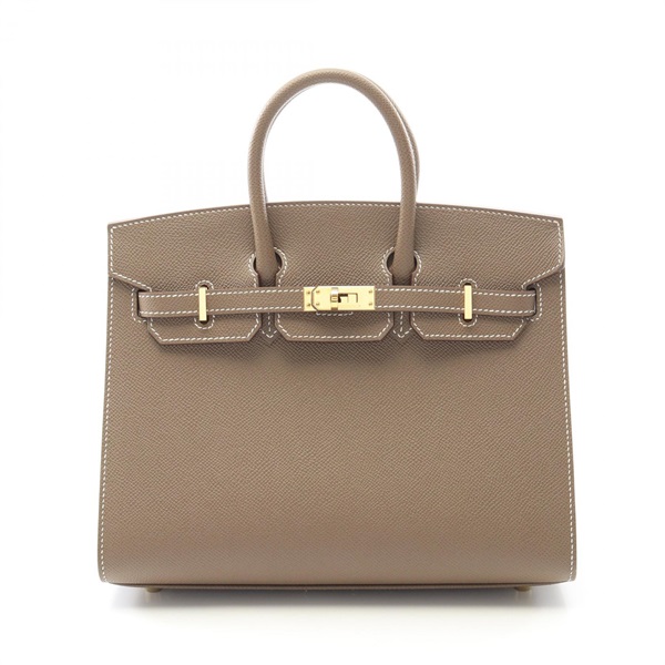HERMES Birkin 25 Sellier Handbag U 041700CC Epsom leather Etoupe Grey Used GHW