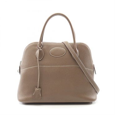 HERMES Bolide31 Shoulder Handbag Clemence leather Brown Etoupe Grey Used D SHW