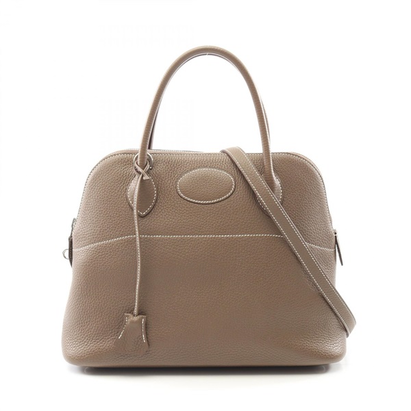 HERMES Bolide31 Shoulder Handbag Clemence leather Brown Etoupe Grey Used D SHW