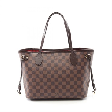 LOUIS VUITTON Neverfull PM Shoulder Tote Handbag N51109 Damier canvas Ebene Used