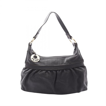 FENDI Zucca FF Logo Shoulder Bag Leather Brown Used Women