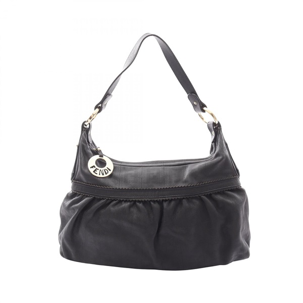 FENDI Zucca FF Logo Shoulder Bag Leather Brown Used Women