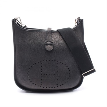 HERMES Evelyne 3 PM Shoulder crossbody Bag M Taurillon Clemence Black Used SHW