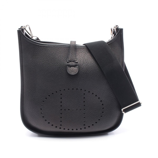 HERMES Evelyne 3 PM Shoulder crossbody Bag M Taurillon Clemence Black Used SHW