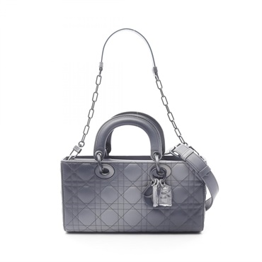 Christian Dior Lady D-Joy Medium Cannage tote chain shoulder Hand bag leather