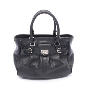 Salvatore Ferragamo Gancini Handbag 217421 leather Black Used Women