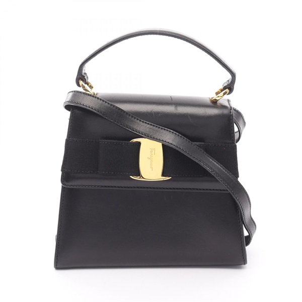 Salvatore Ferragamo Vara ribbon Shoulder Handbag 21 5677 leather Black Used GHW