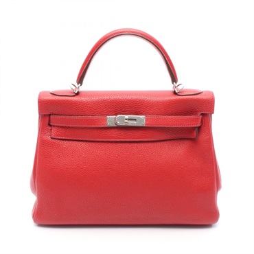 HERMES Kelly 32 Handbag T Taurillon Clemence leather Vermillon Used SHW