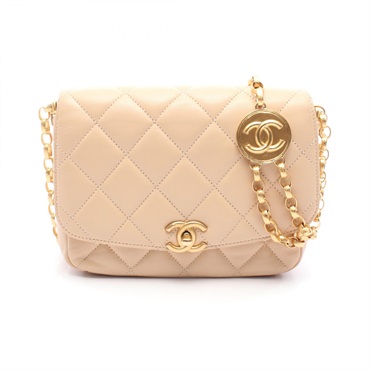 CHANEL Matelasse coin motif Chain Shoulder Bag AS2222 leather Beige Used GHW CC