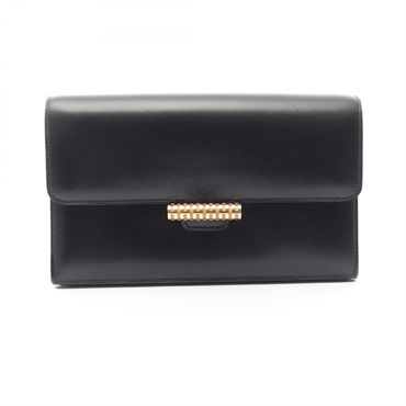 HERMES Hand Bag Box calf leather Calfskin Black Used Women GHW Q NO Strap