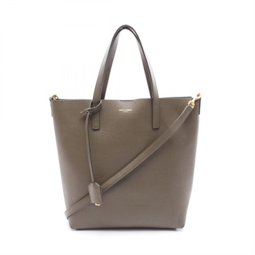 SAINT LAURENT Toy shopping Tote Bag Shoulder crossbody 498612 leather Khaki Used