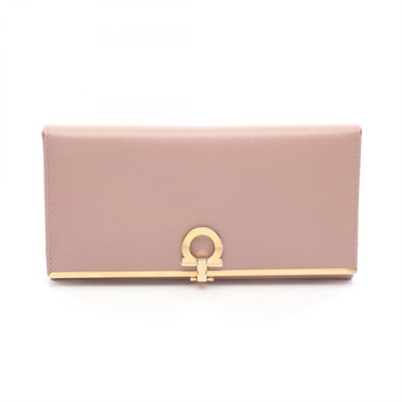 Salvatore Ferragamo Gancini Bifold purse Long wallet 22 4633 leather Pink Used